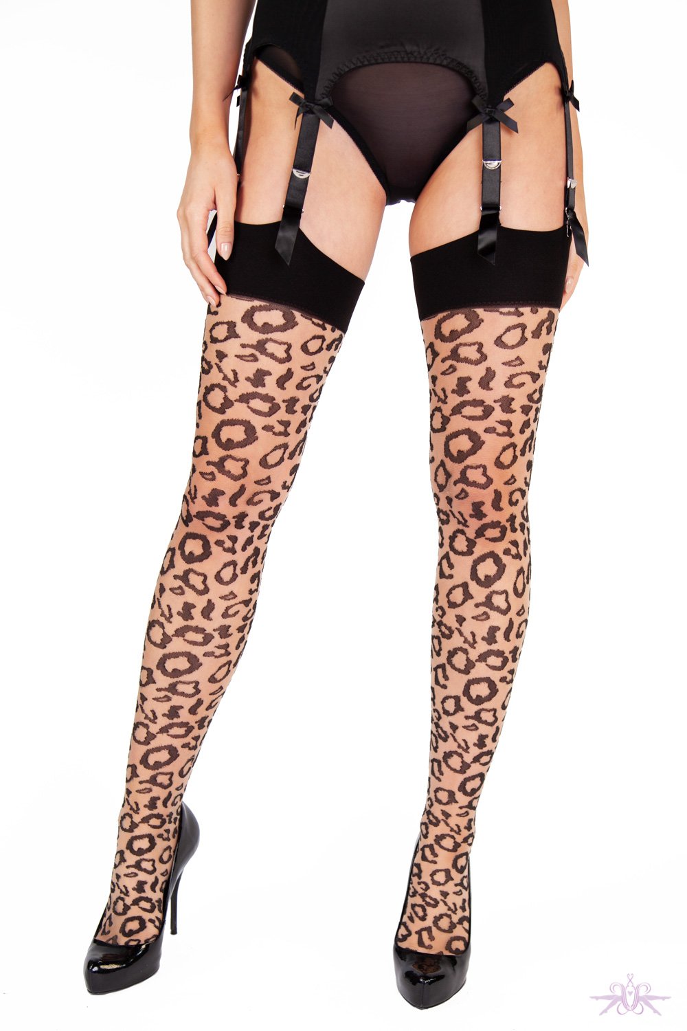 Playful Promises Nude Leopard Knit Stockings