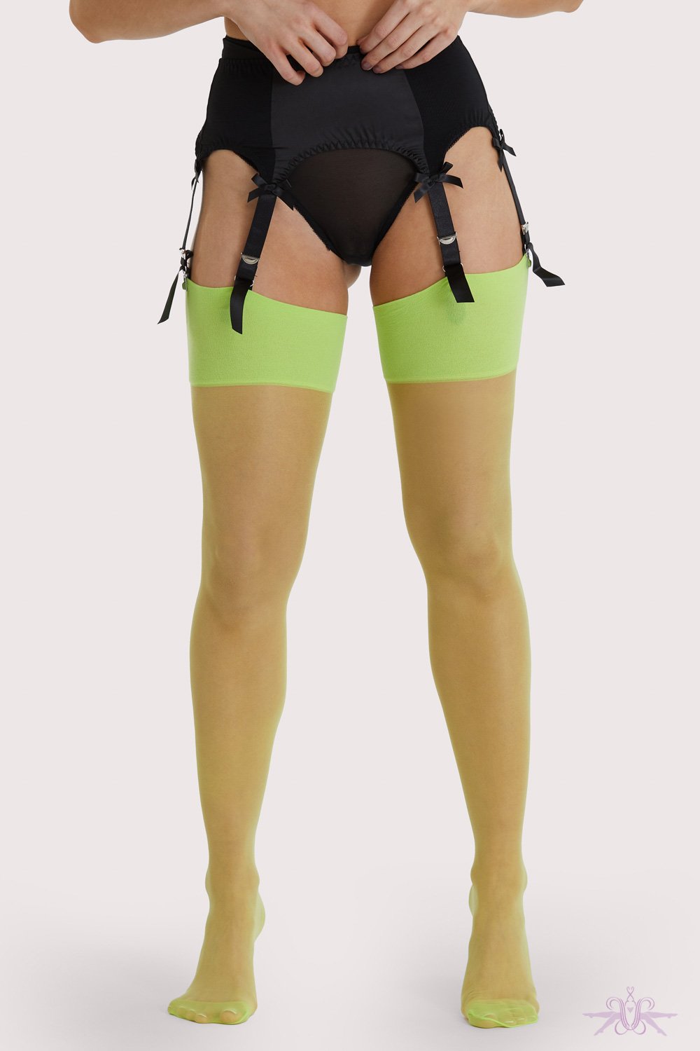 Playful Promises Lime Green Vintage Seamed Stockings