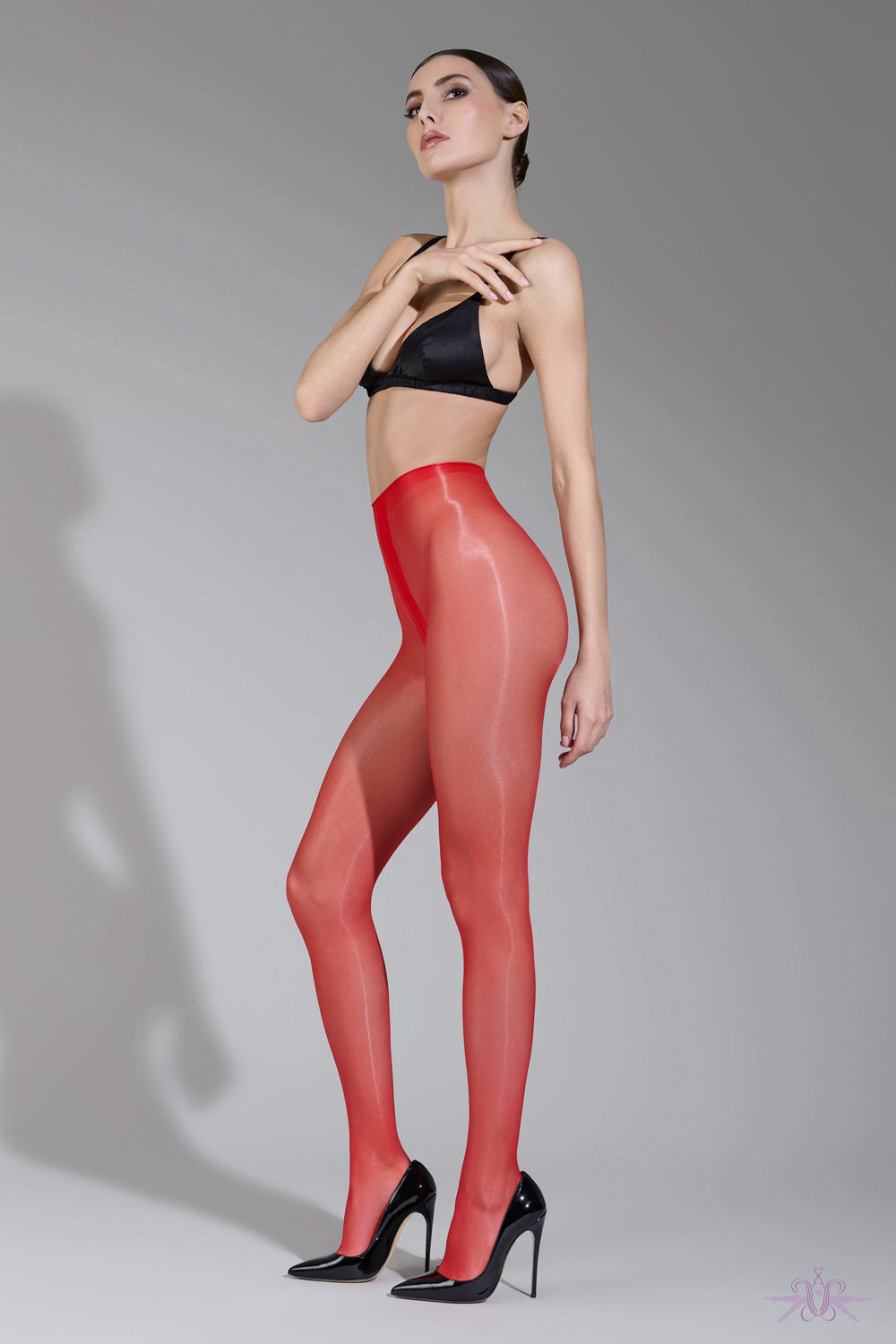 Maison Close Satin 10 Denier Red Tights