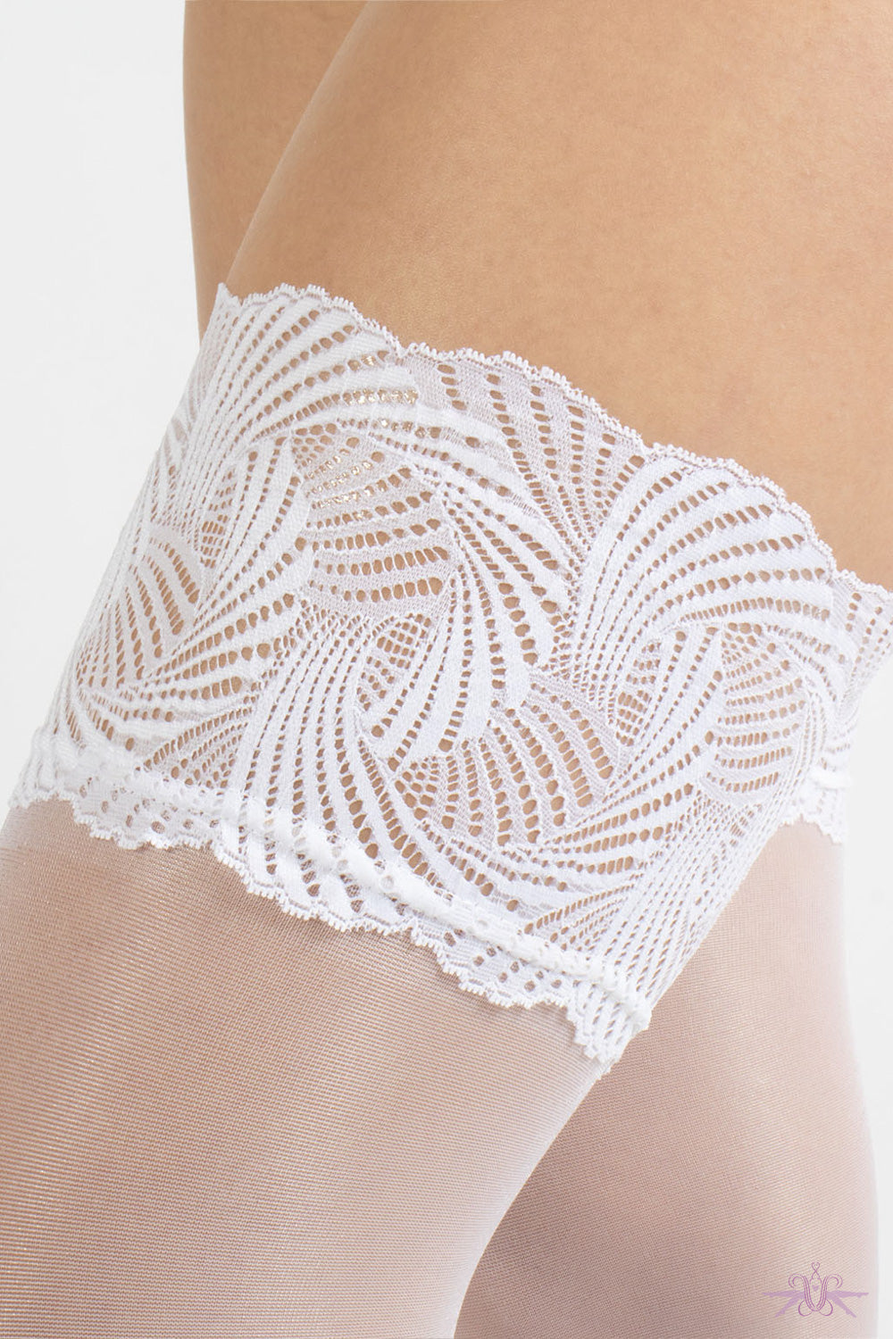 Cette Versailles White Sheer Hold Ups