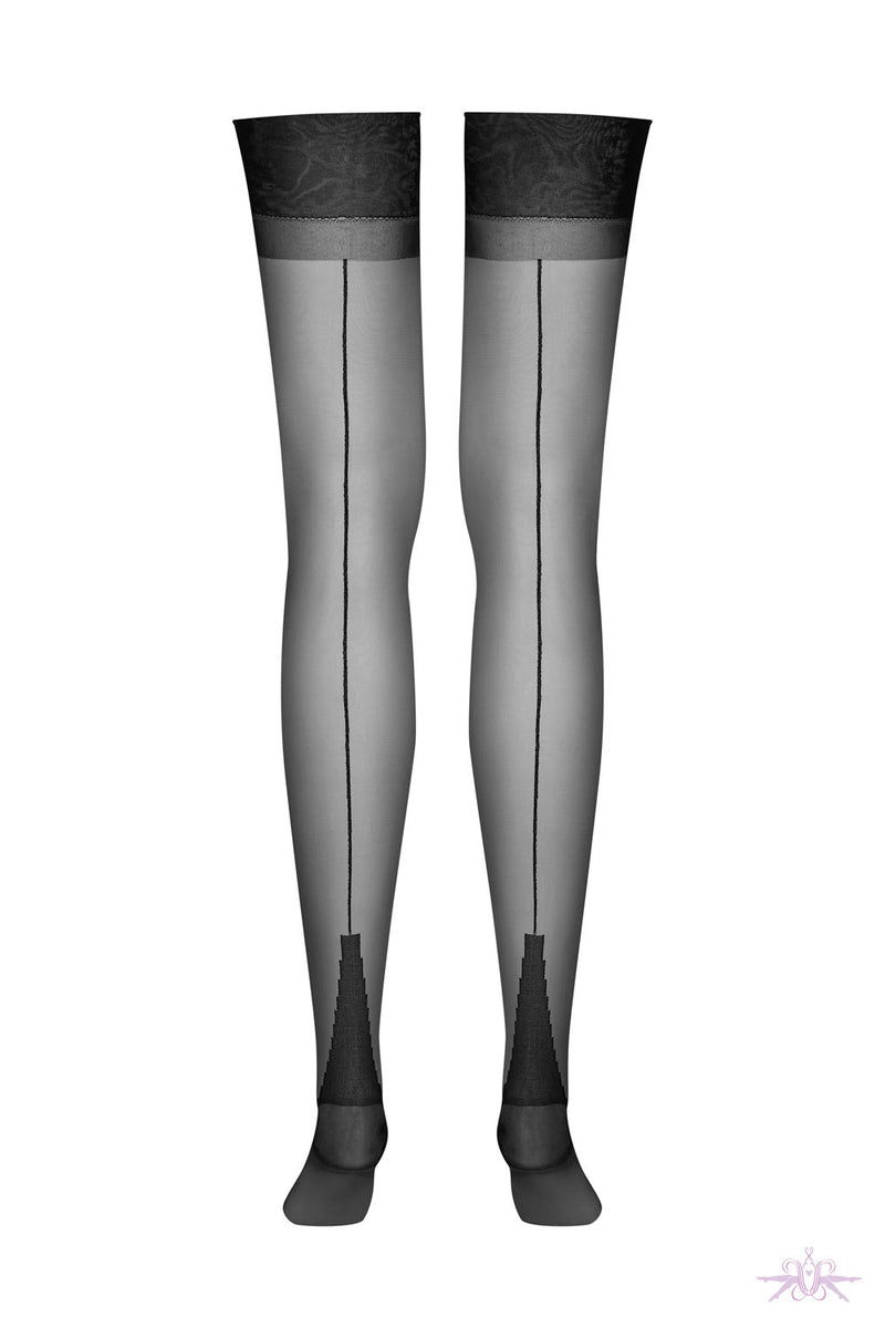 Bas Nylon Couture Maison Close Signature - Noir, 15 Deniers, Rétro - Neuf Avec étiquettes