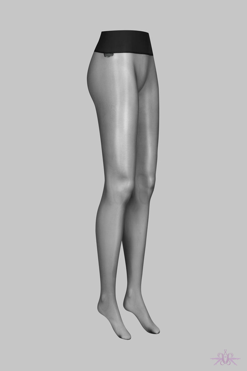 Maison Close Signature Back Seam Seamless Black 20D Tights at the ...