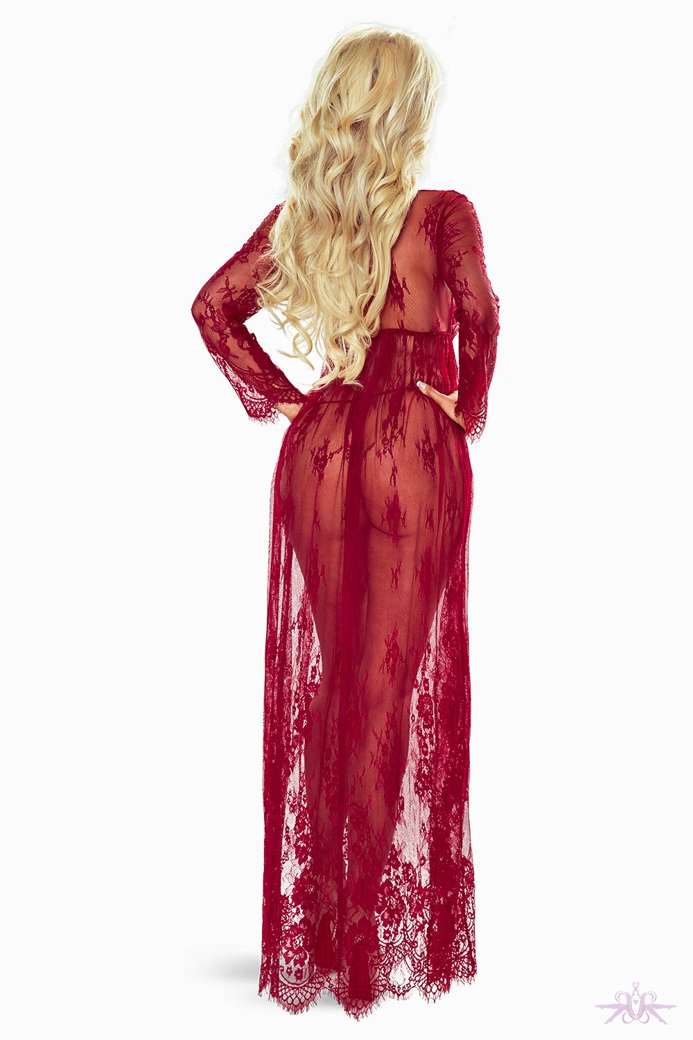 Provocative Red Long Lace Gown