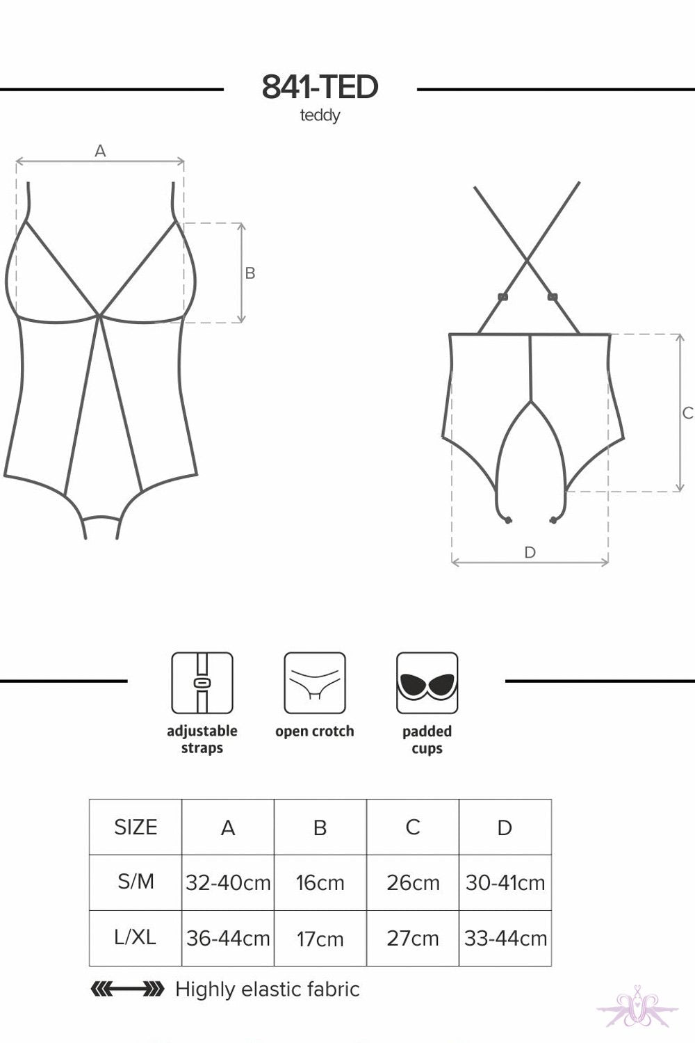 Obsessive Padded Cross Back Crotchless Bodysuit