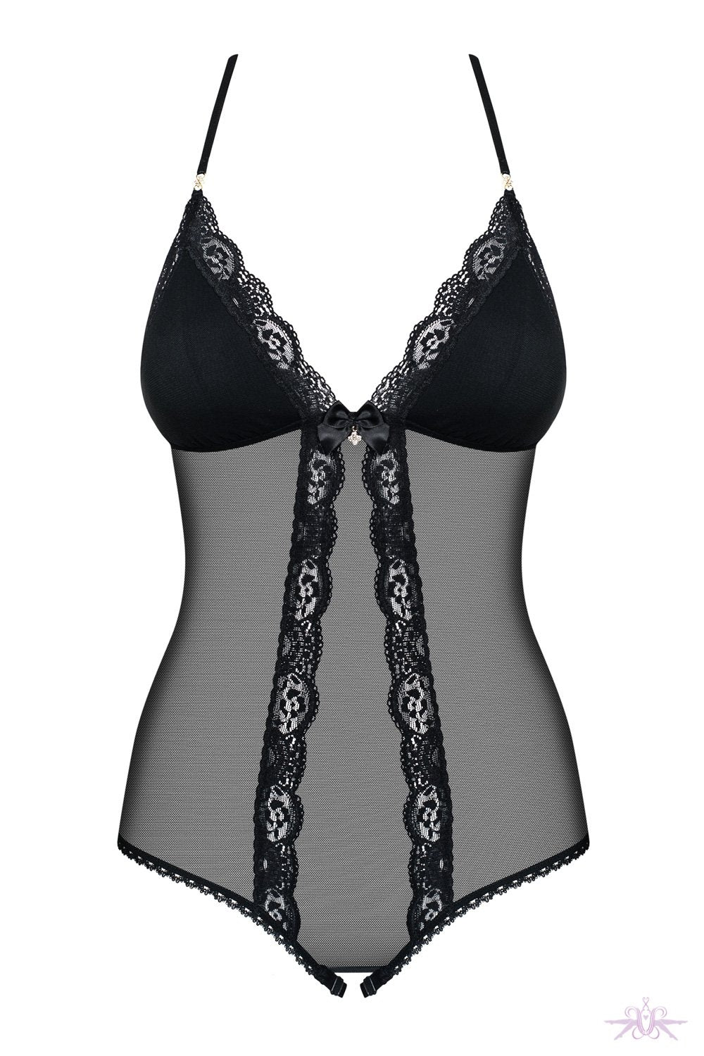 Obsessive Padded Cross Back Crotchless Bodysuit