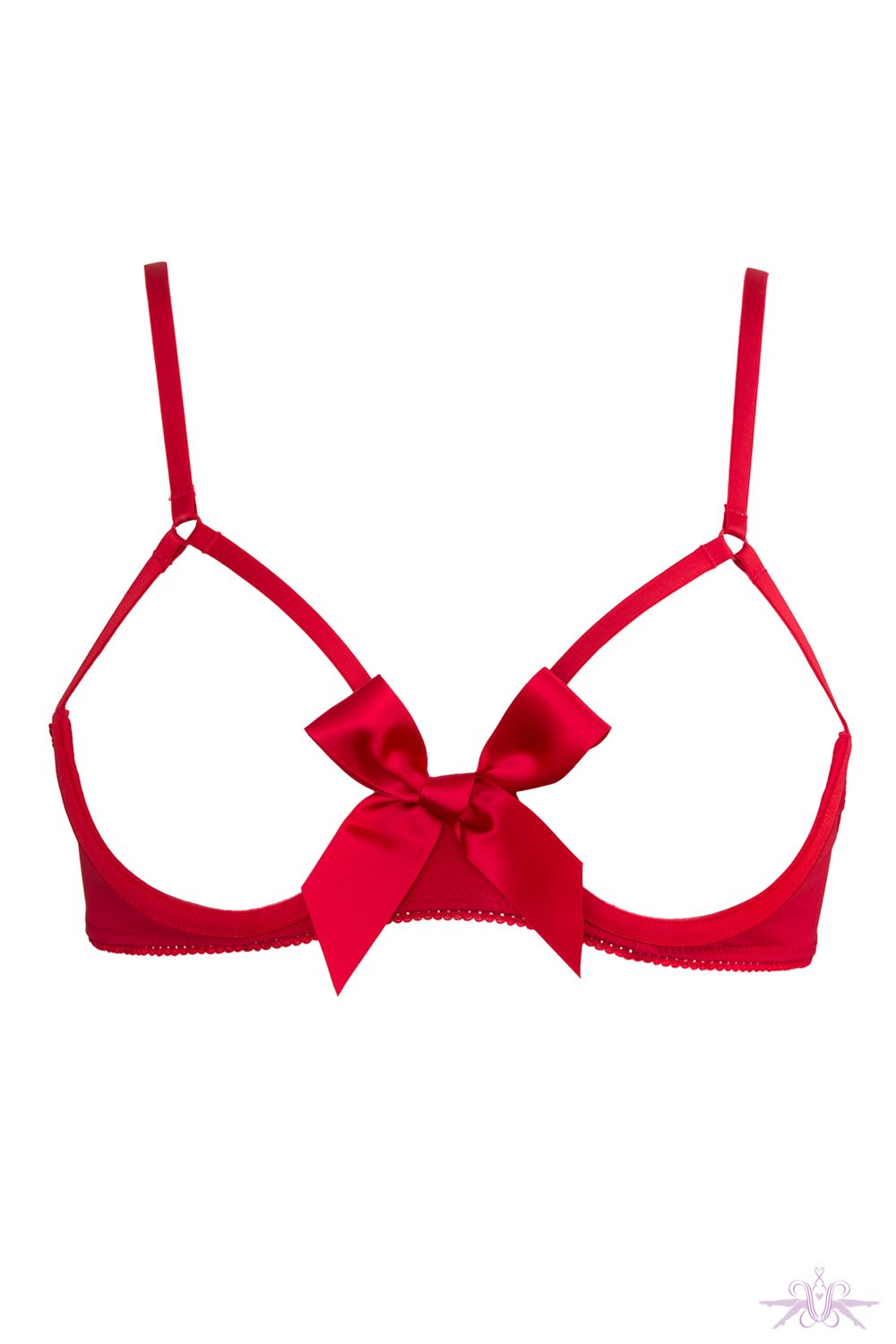 Maison Close Le Petit Secret Red Cupless Bra with Bow