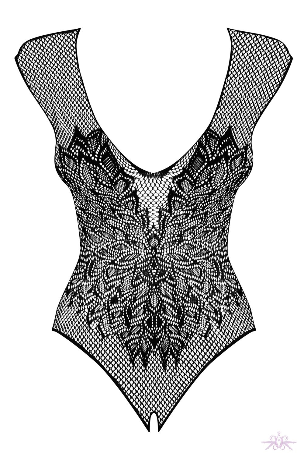 Obsessive Wing Motif Fishnet Bodysuit