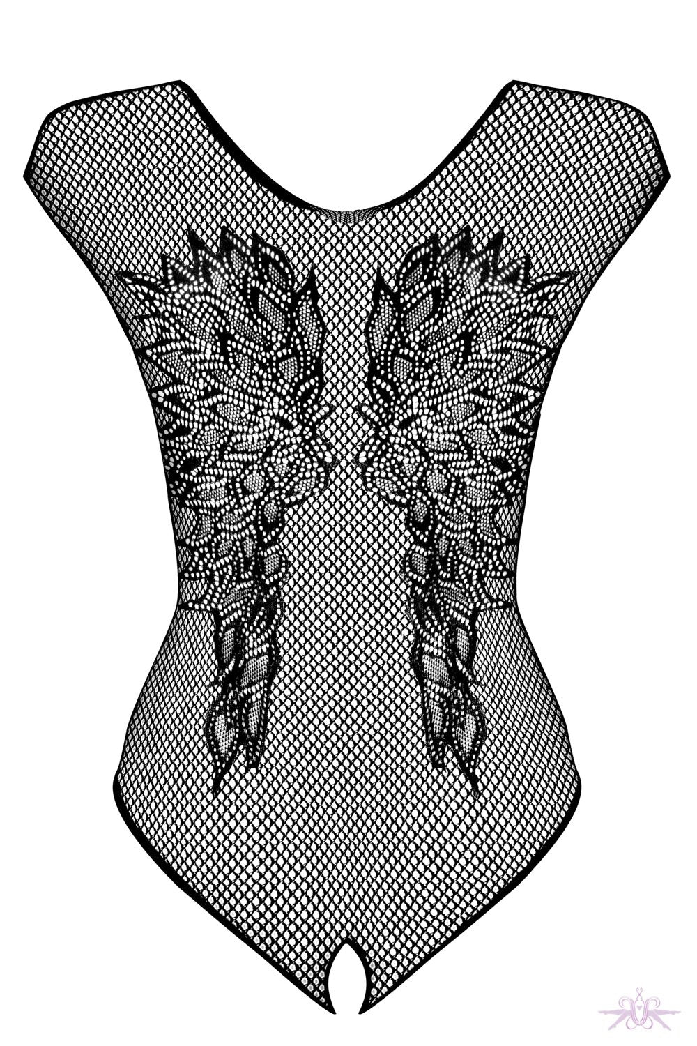 Obsessive Wing Motif Fishnet Bodysuit