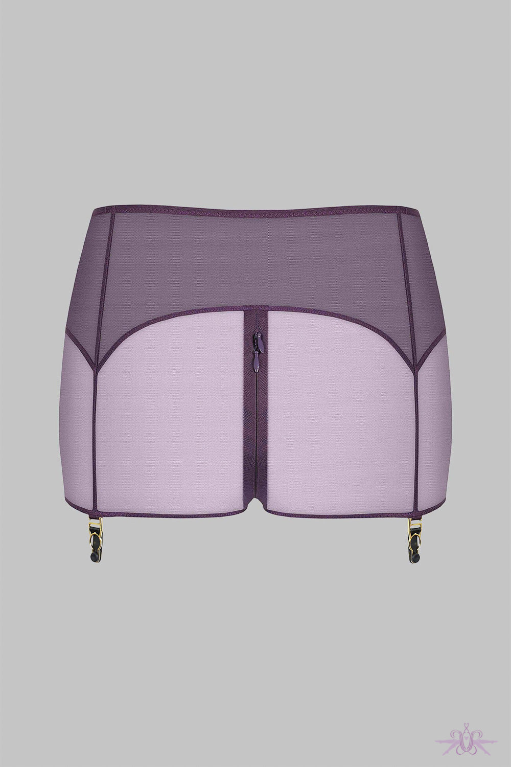 Maison Close L&#39;Amoureuse Violet Orchid Shorty with Suspenders