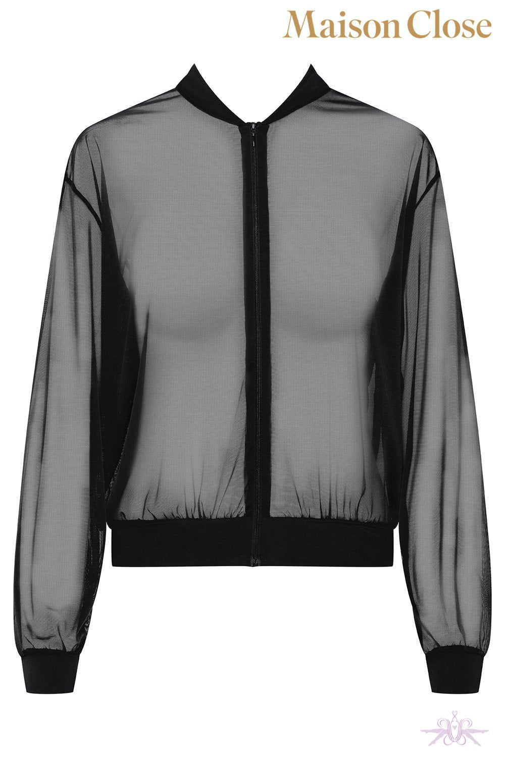 Maison Close Pure Tentation Sheer Black Bomber Jacket
