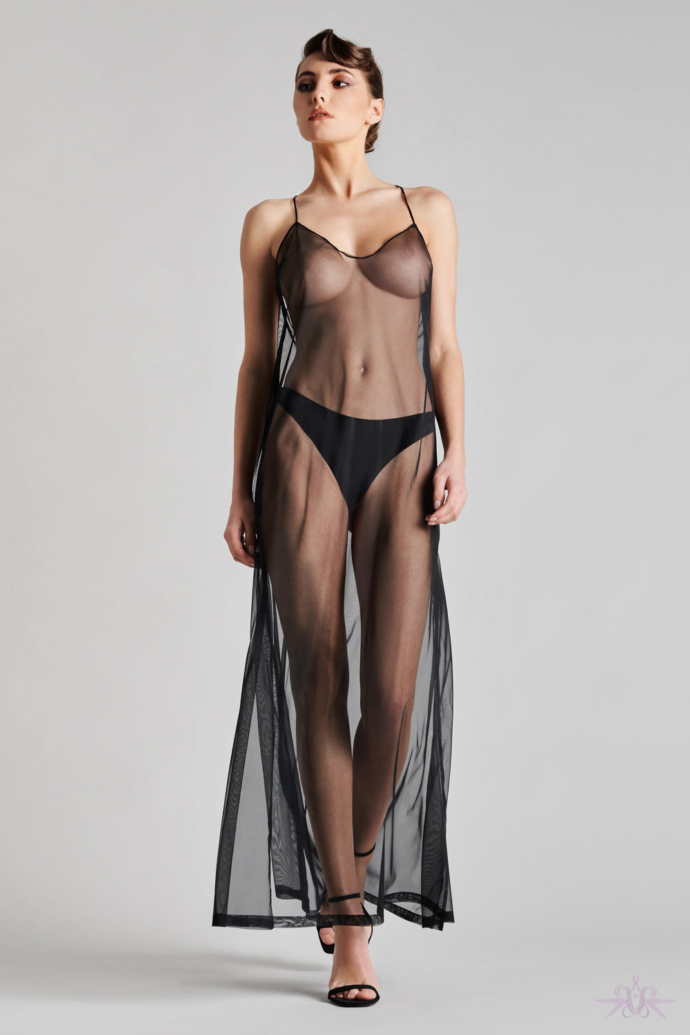 Maison Close Madame Reve Long Sheer Black Dress at the Hosiery Box Nightwear - The Hosiery Box Maison Close Madame Reve Long Sheer Black Dress at the Hosiery Box Nightwear - The Hosiery Box