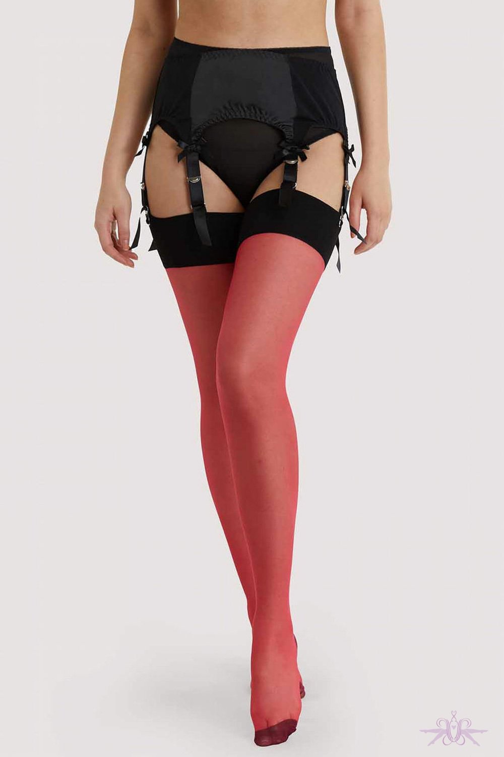 Playful Promises Red Bow Seamed Stockings