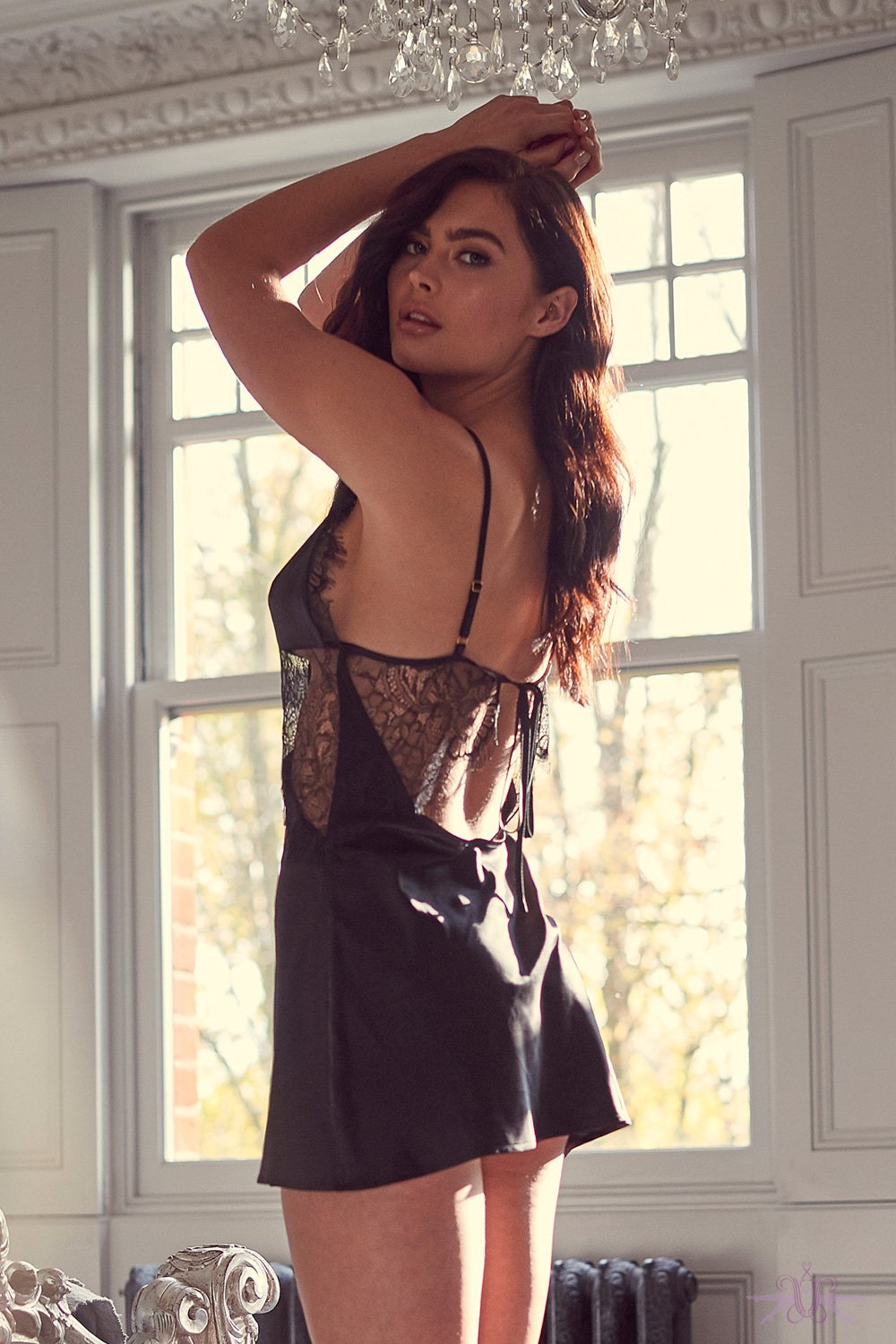 Wolf &amp; Whistle Helena Black Lace Slip