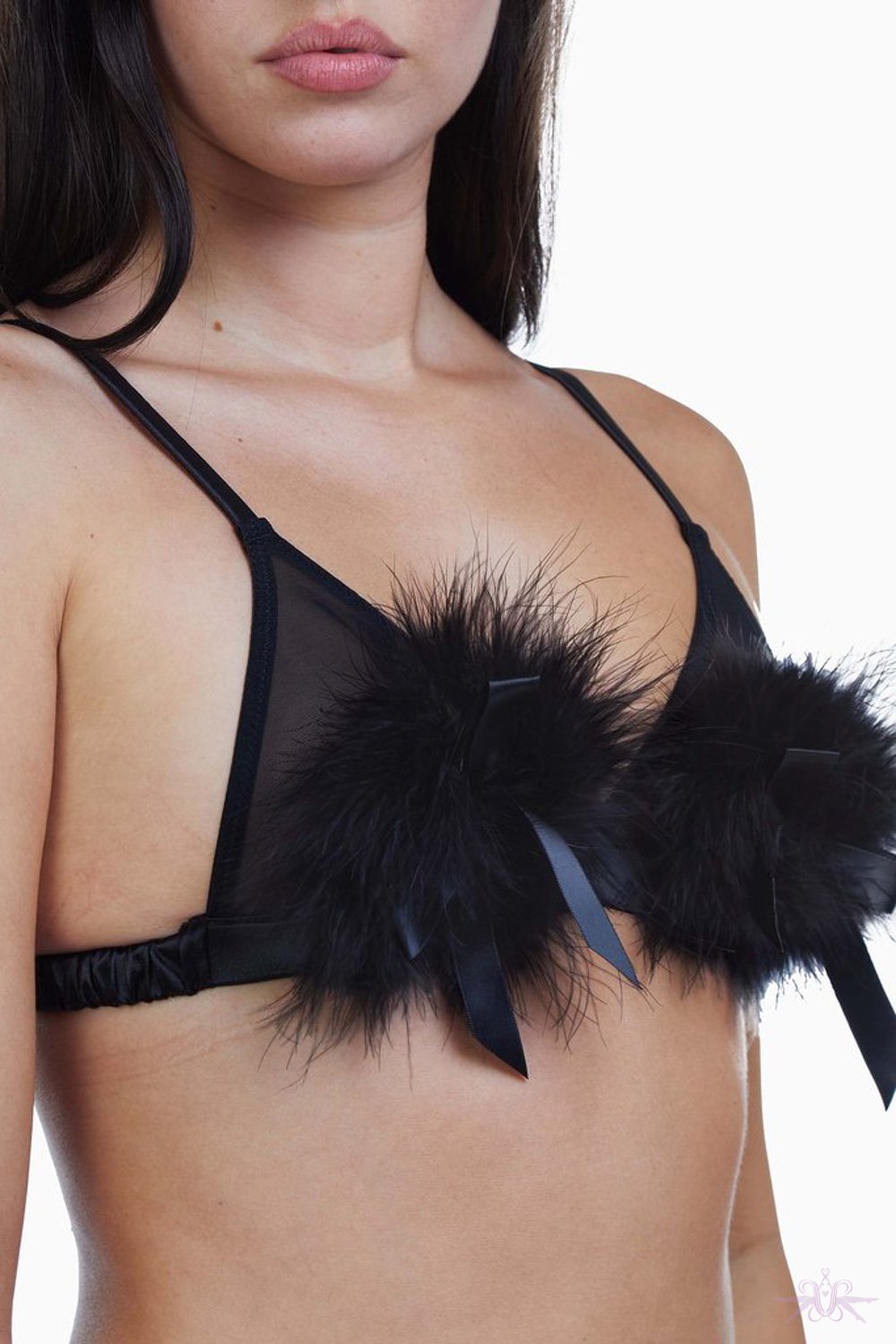 Bettie Page Powder Puff Triangle Bra Black