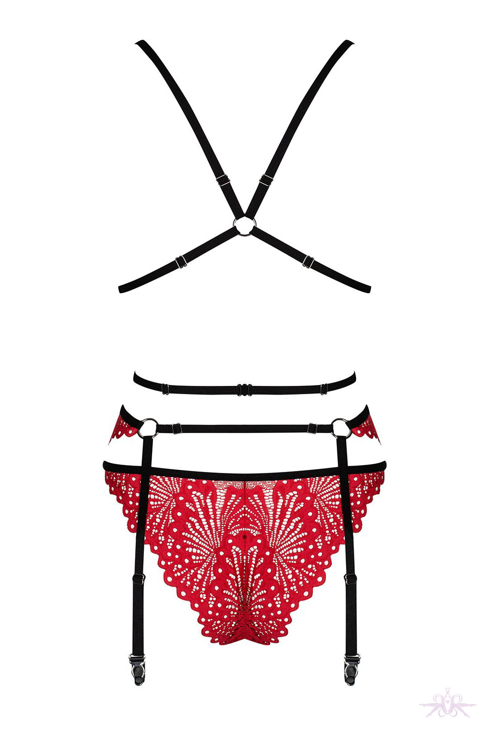 Obsessive Mettia Red Three Piece Lingerie Set At Hosiery Box Red