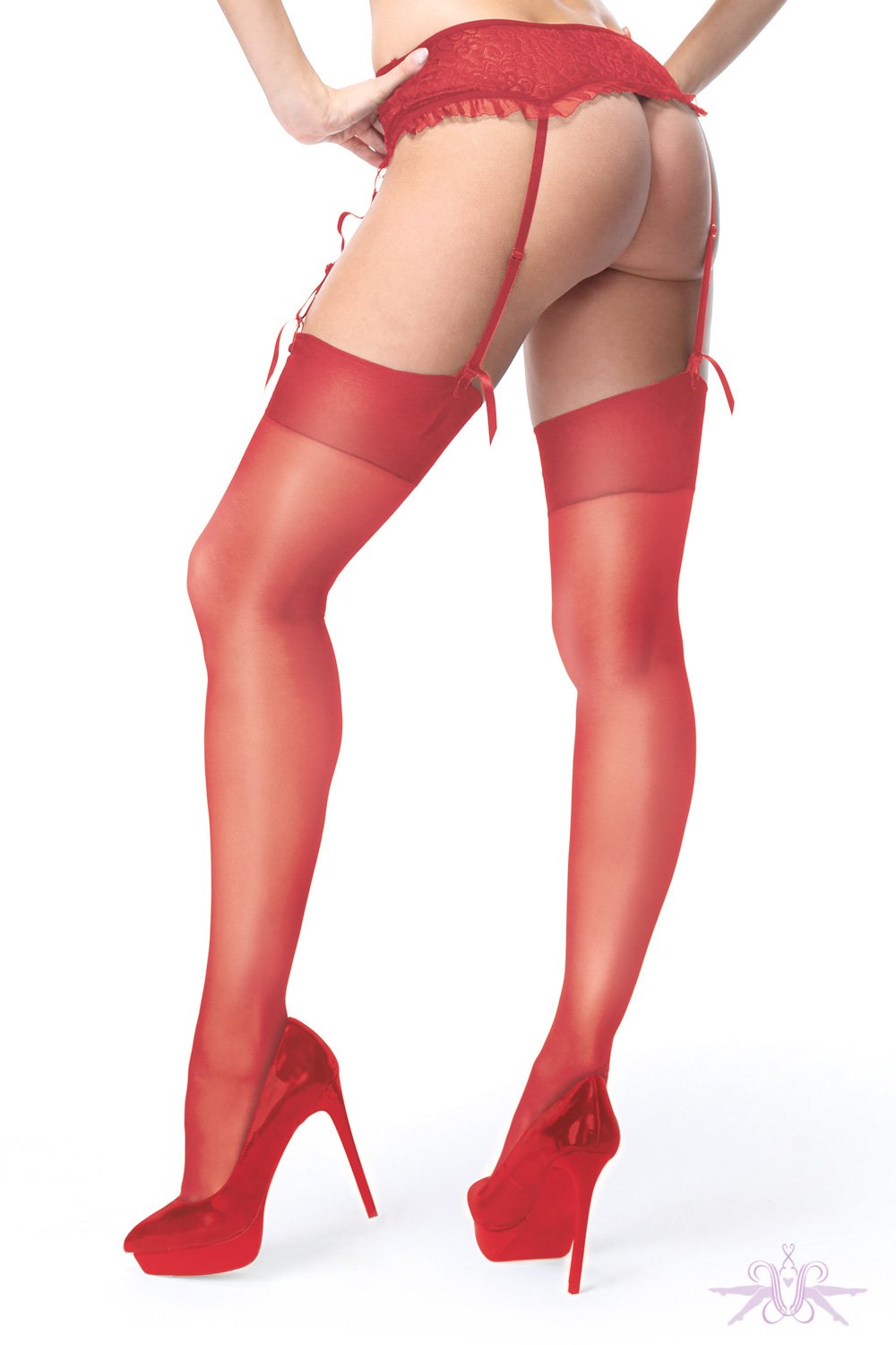 MissO Shiny 15 Denier Red Stockings