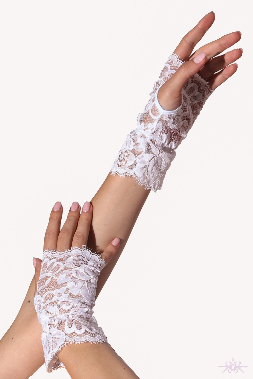 2 Pieces Suspender Pantyhose Long Floral Lace Gloves Stocking