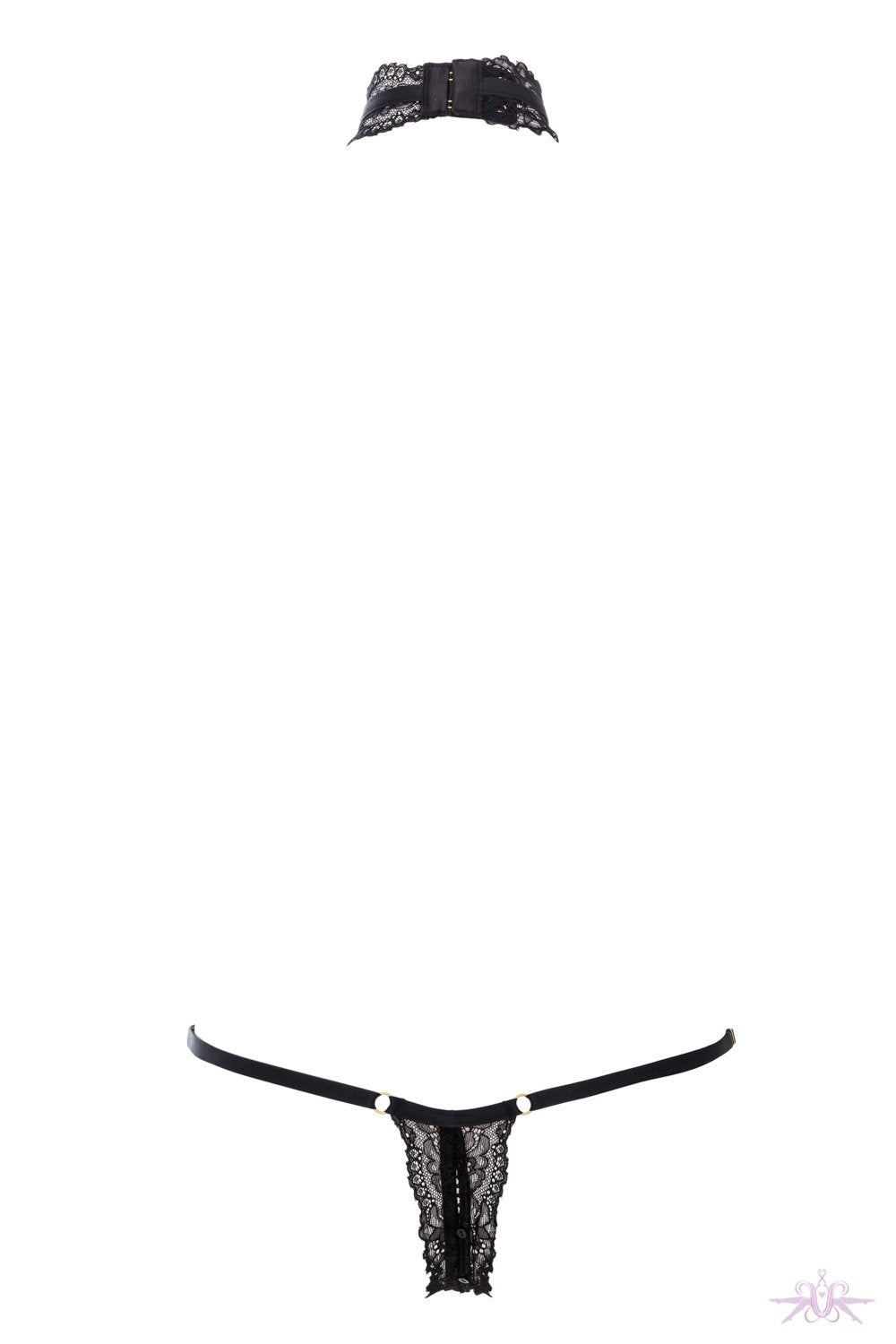 Maison Close Le Petit Secret Dentelle Openable Thong with Harness - The Hosiery Box