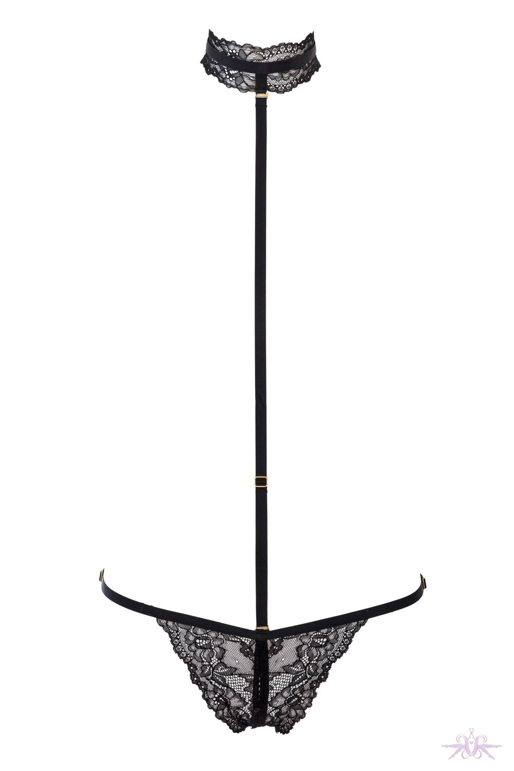 Maison Close Le Petit Secret Dentelle Openable Thong with Harness - The Hosiery Box