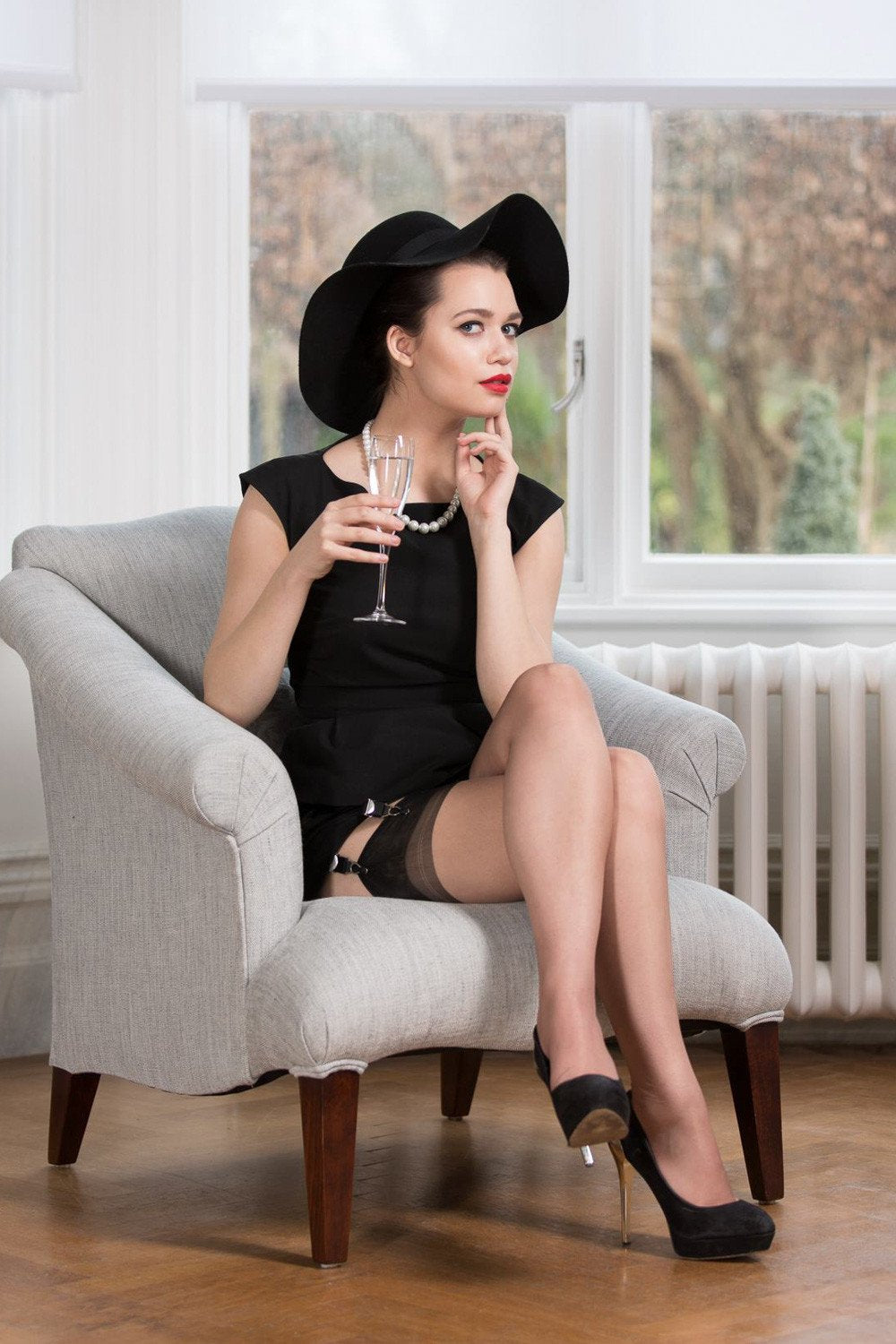 Gio Reinforced Heel and Toe Contrast Nylon Stockings - The Hosiery Box